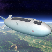Illustration of an airship above Earth