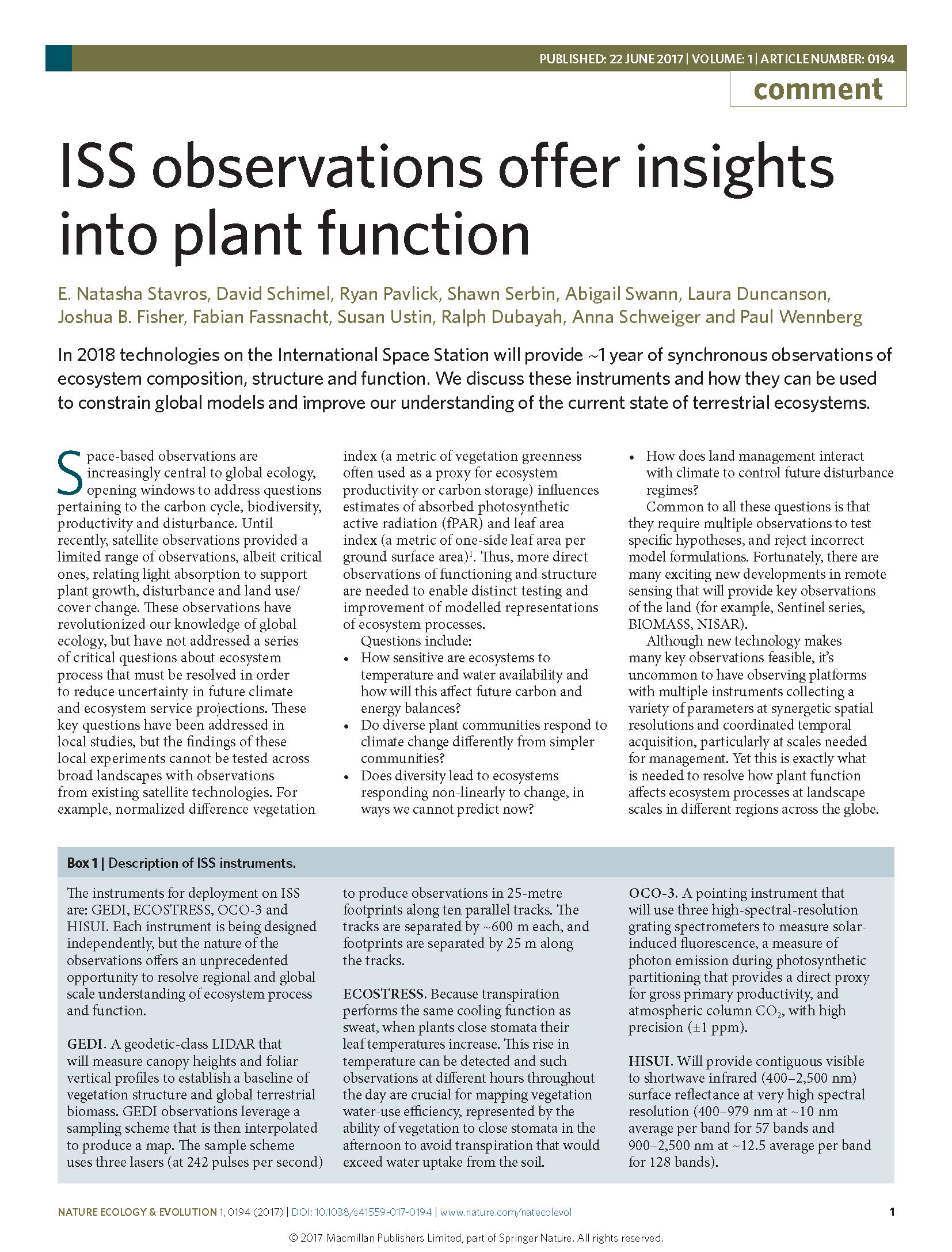 Exploring New Multi-Instrument Approaches to Observing Terrestrial Ecosystems and the Carbon Cycle from Space