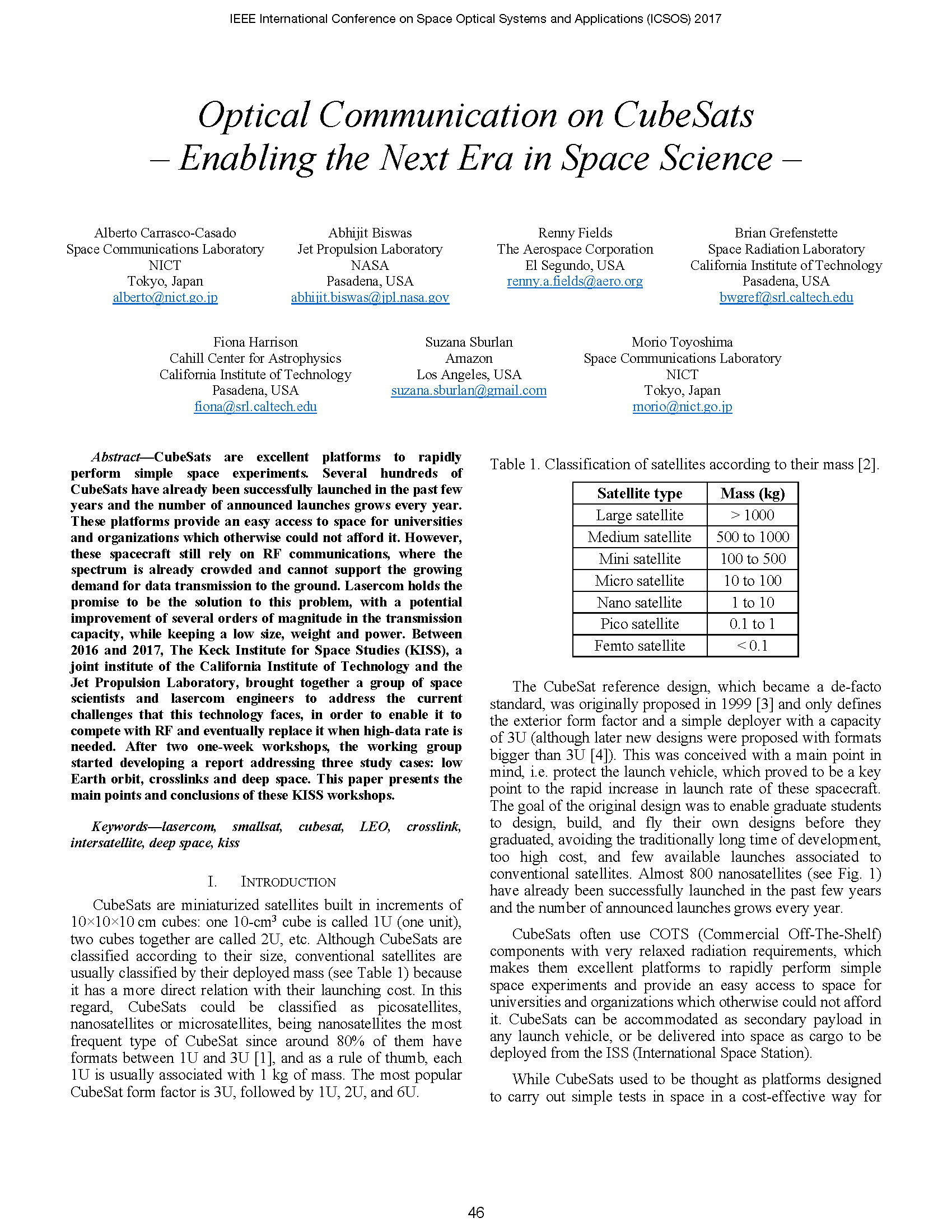 Optical Communication on SmallSats: Enabling the Next Era in Space Science