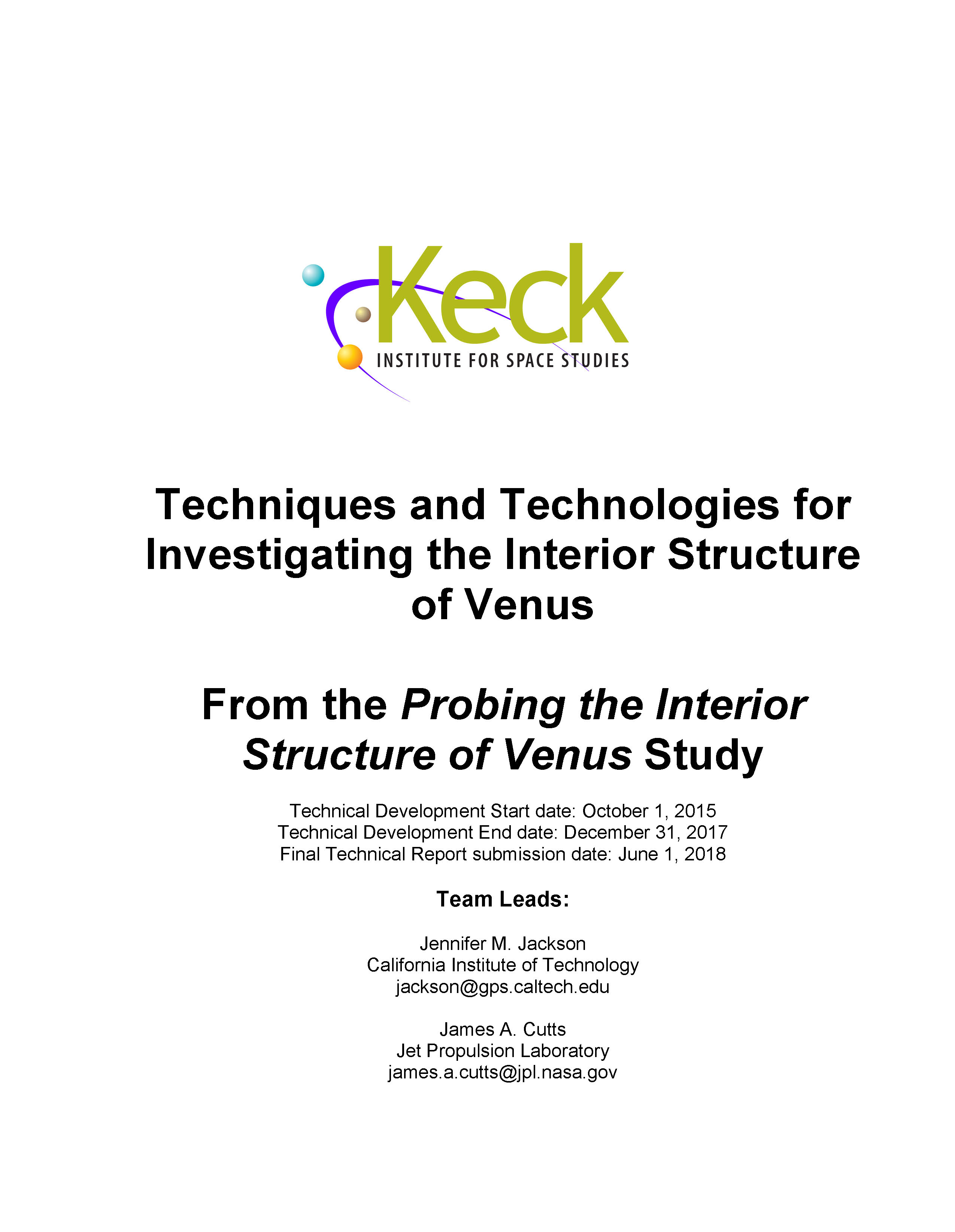 Techniques and Technologies for Investigating the Interior Structure of Venus (Technical Development)