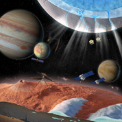 Illustration of a solar-powered spacecraft approaching Uranus