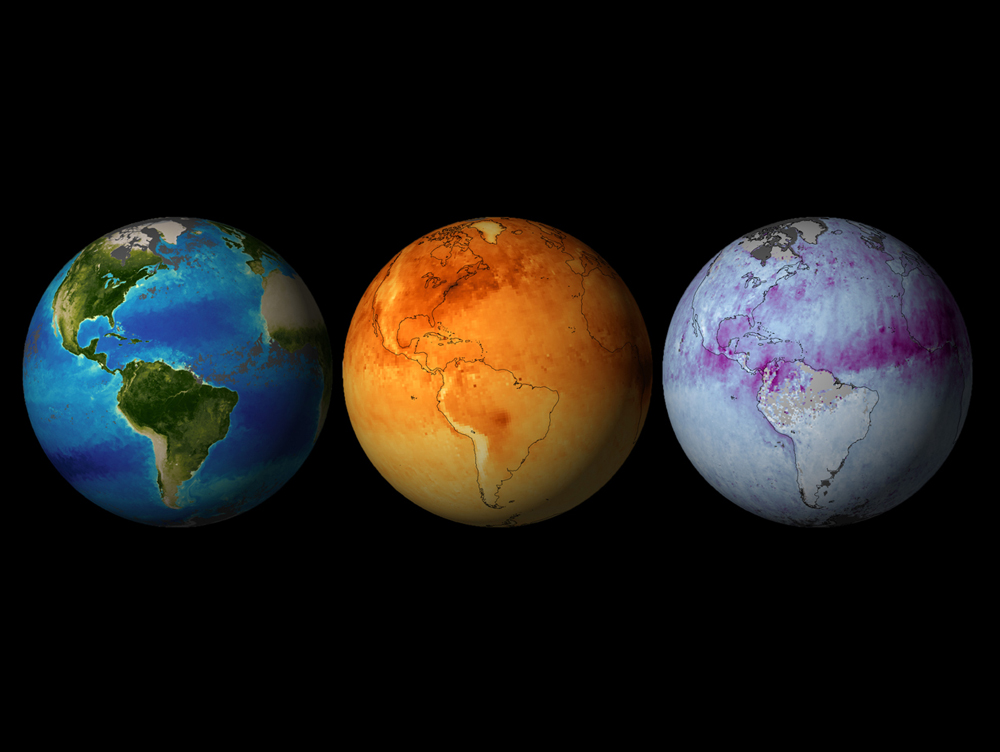 Five images of planet Earth taken from space