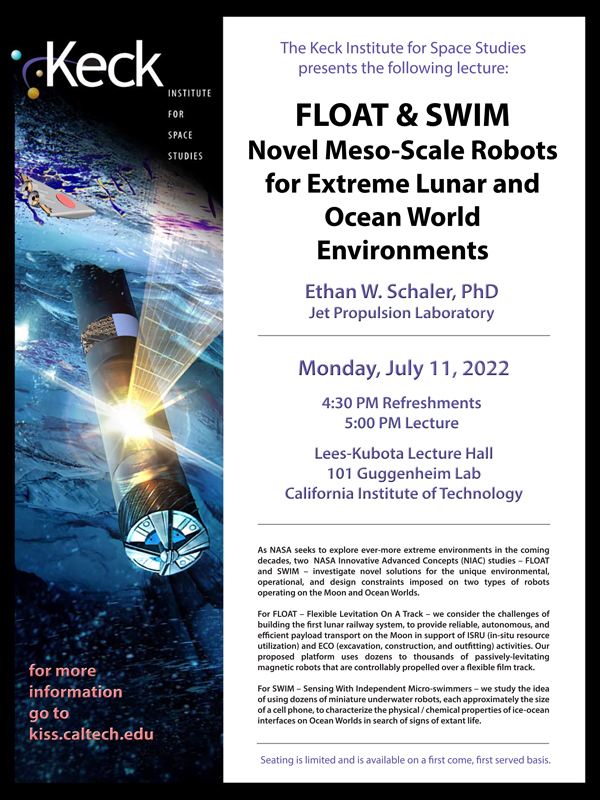Image of Schaler Lecture Flyer displaying lecture information and an underwater robot


