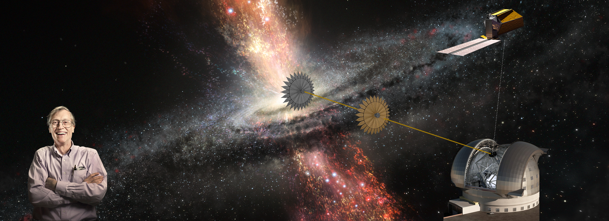 Ground observatory working with a spacecraft and starshade