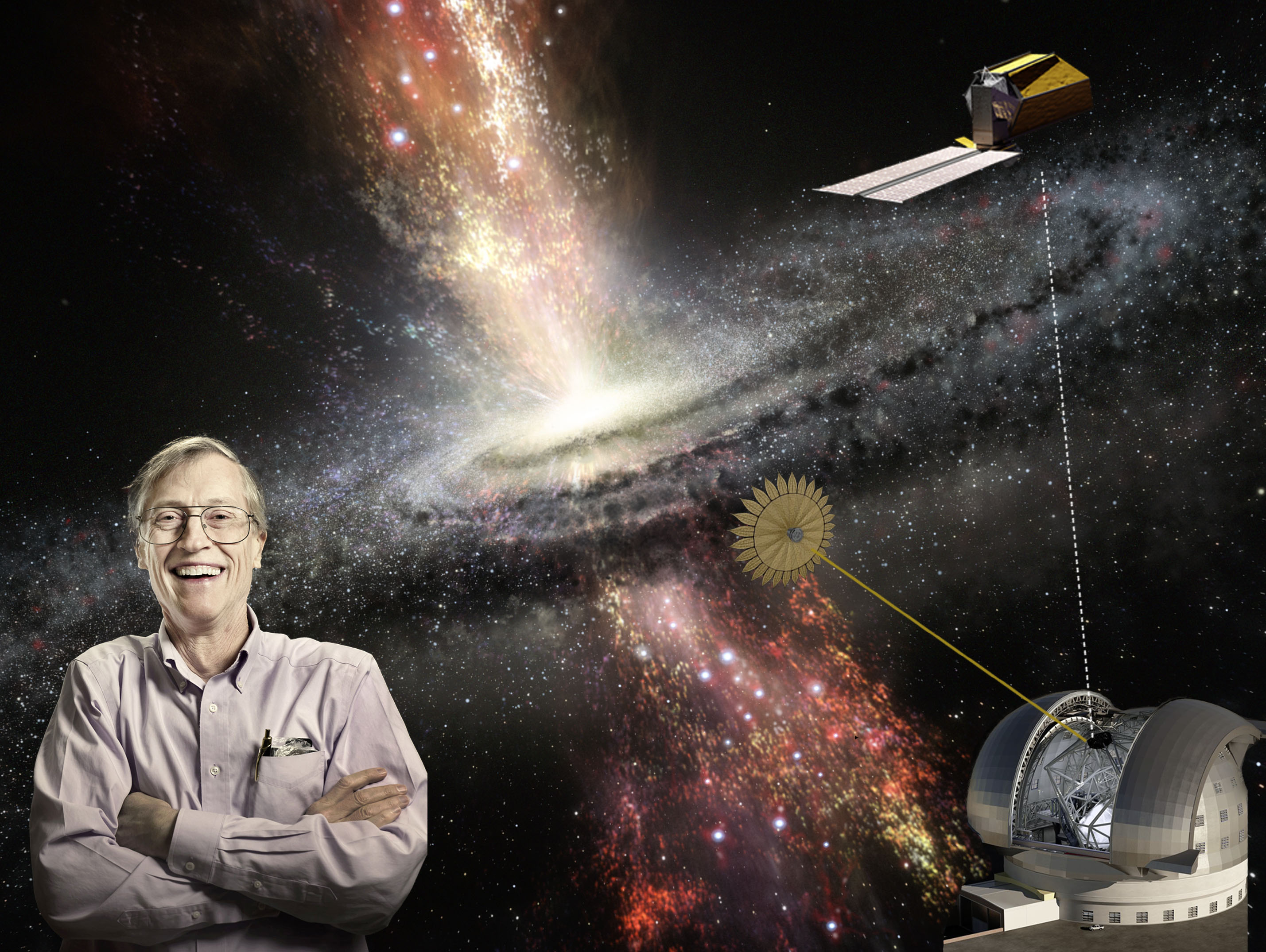 Ground observatory working with a spacecraft and starshade