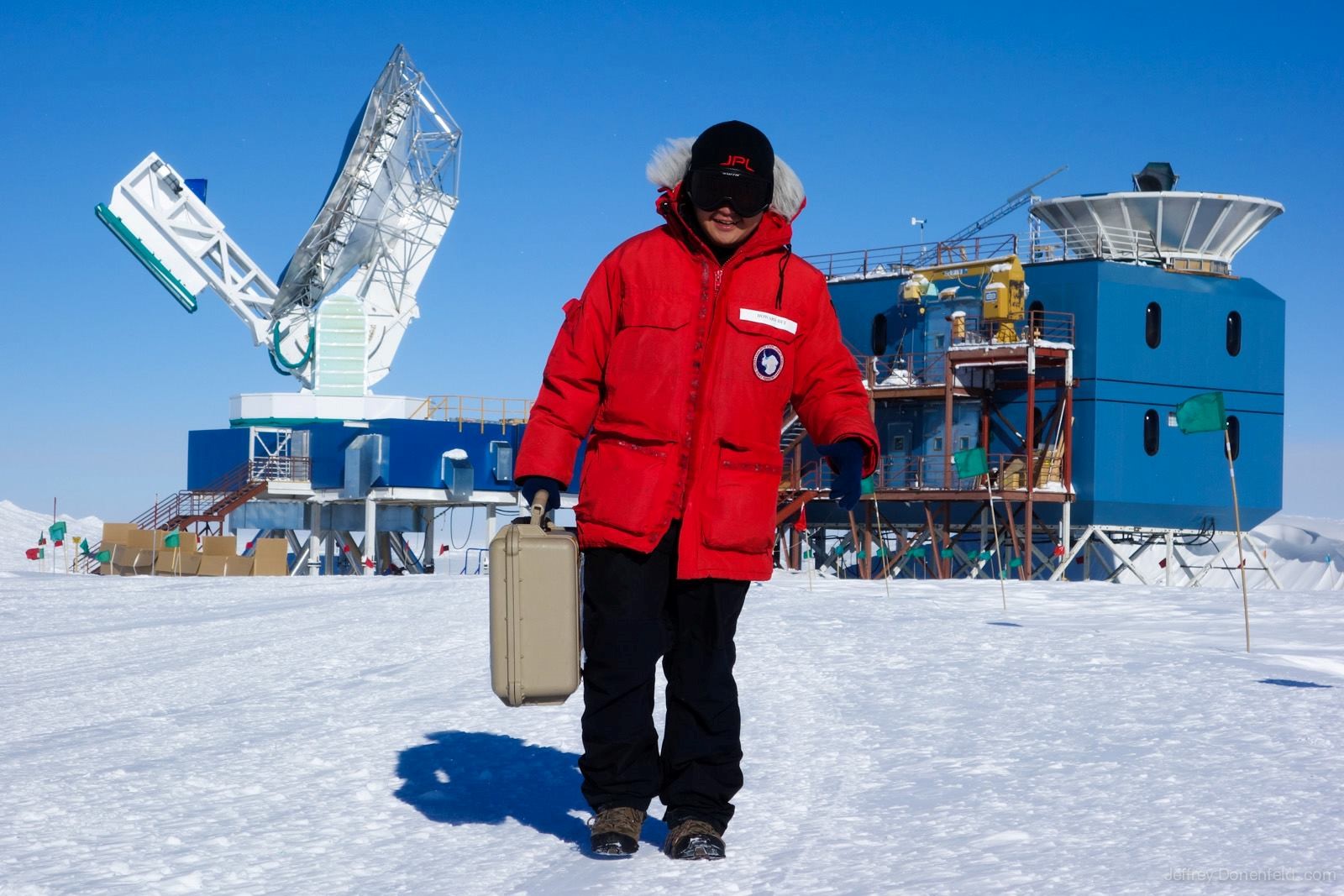 Picture of Howard carrying the telescope detector