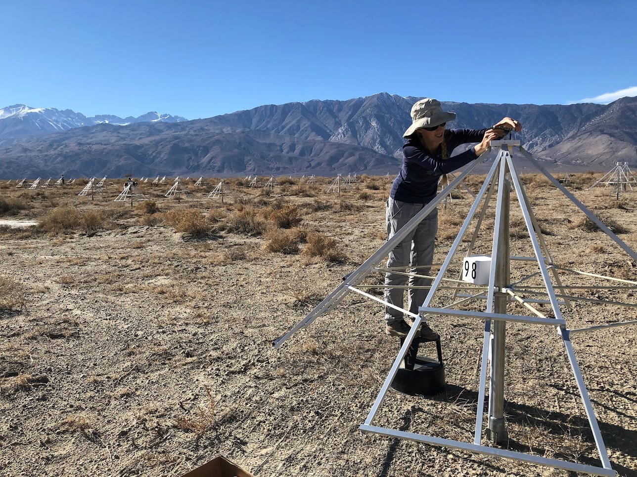 Image of Kathryn Plant installing anntennas equipment