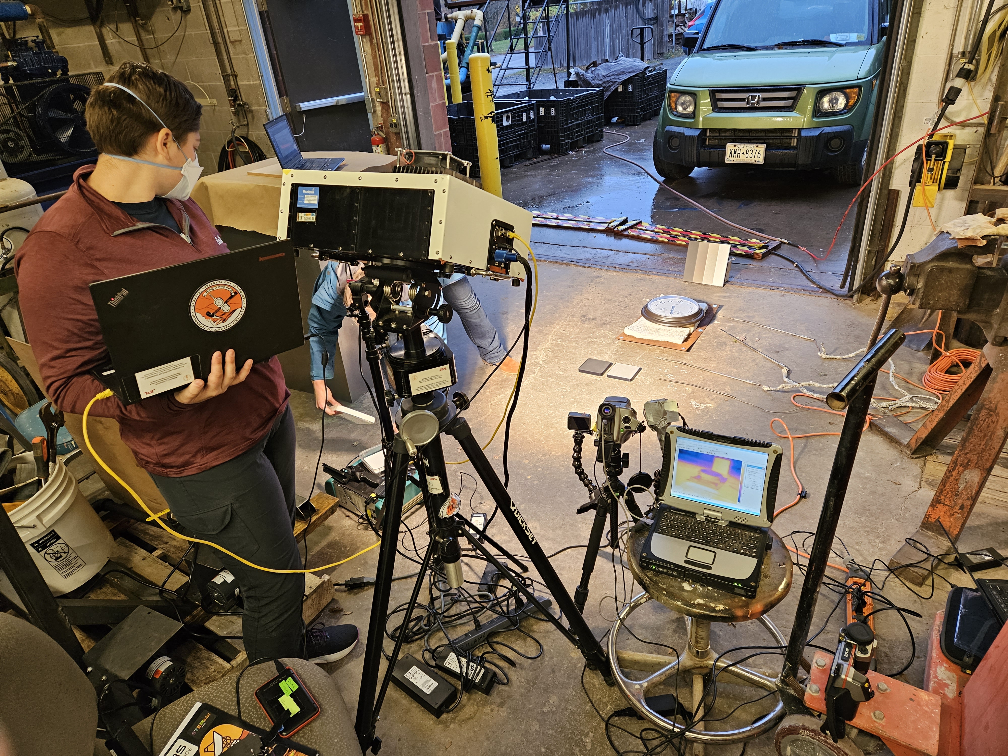 Samantha setting up an imaging spectrometer