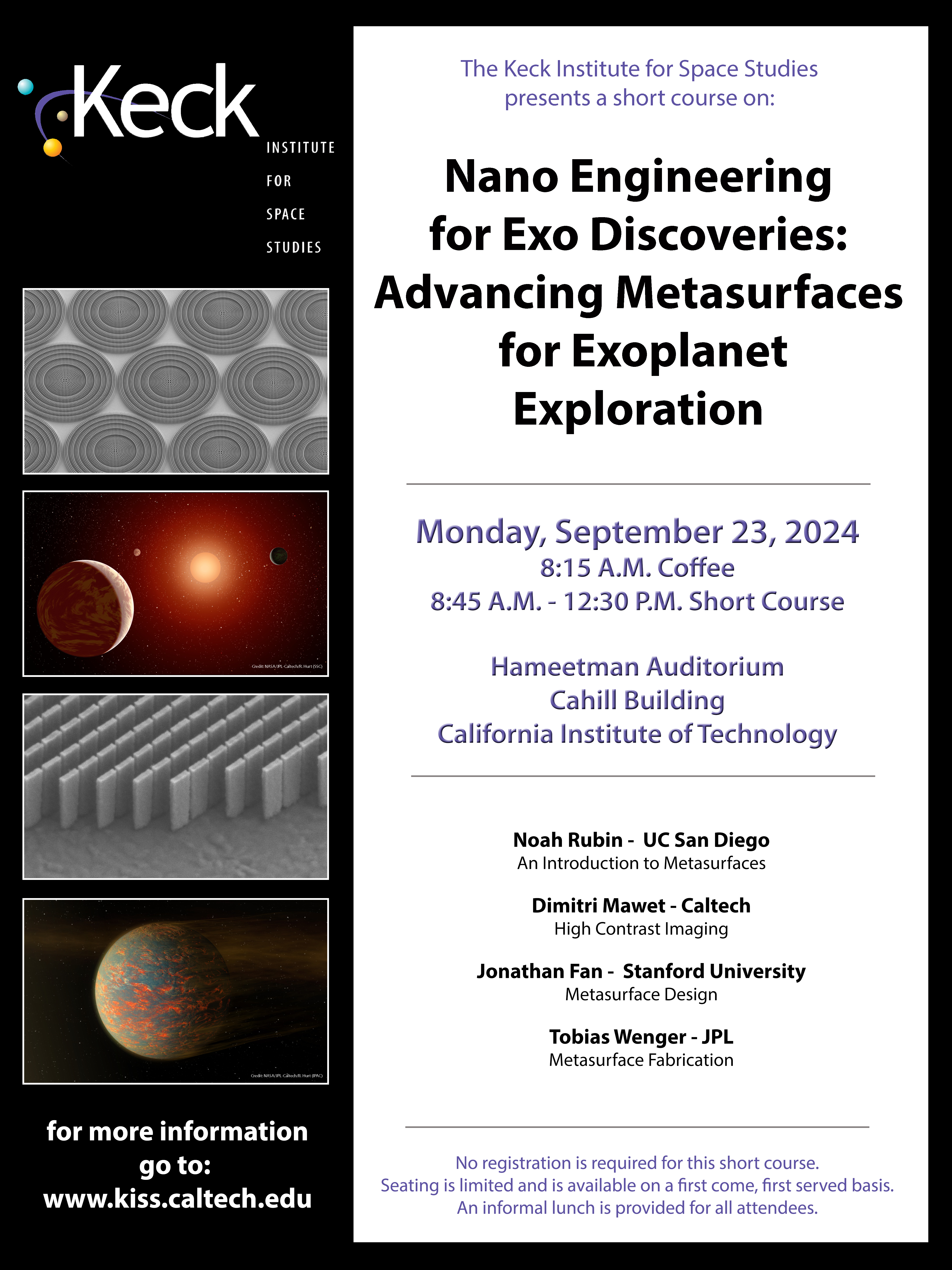 Nano Engineering for Exo Discoveries: Advancing Metasurfaces for Exoplanet Exploration short course poster