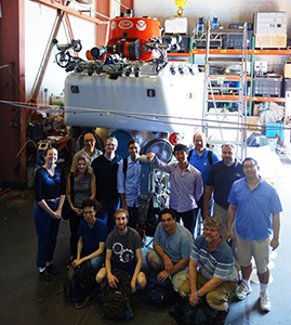 Project team at WHOI with Alvin 2, the WHOI submersible in August 2015