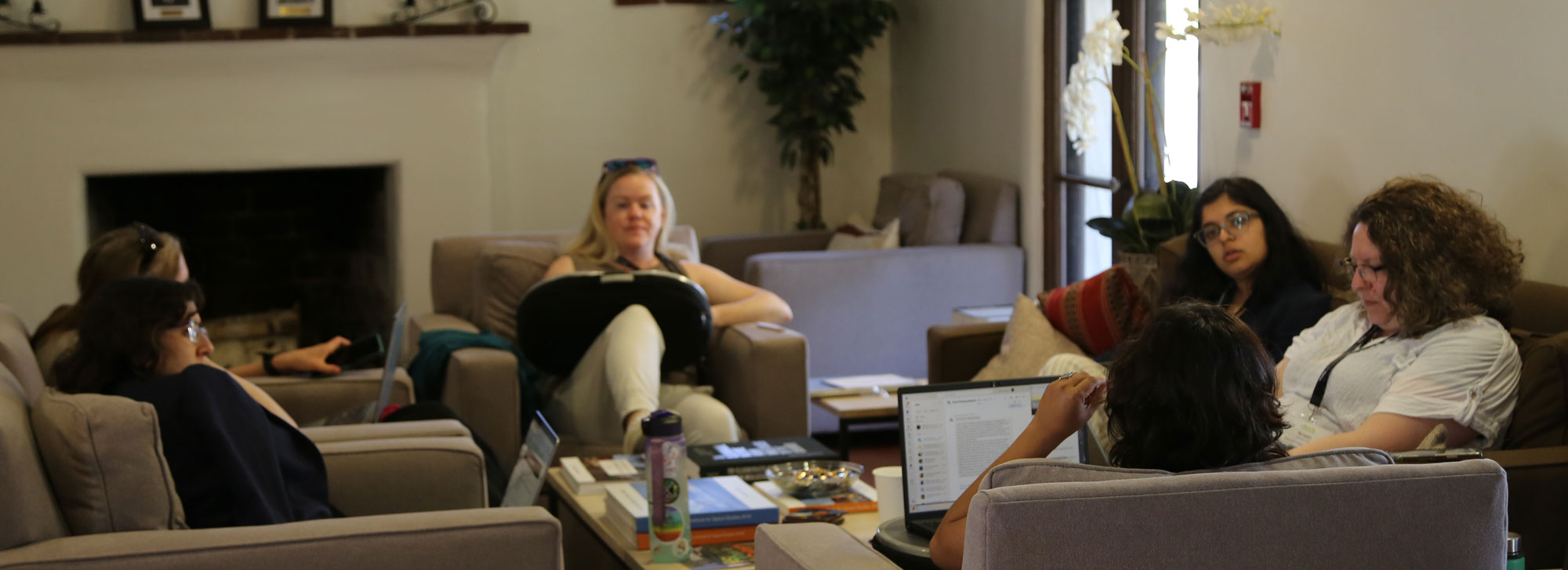 study participants discussing in lounge