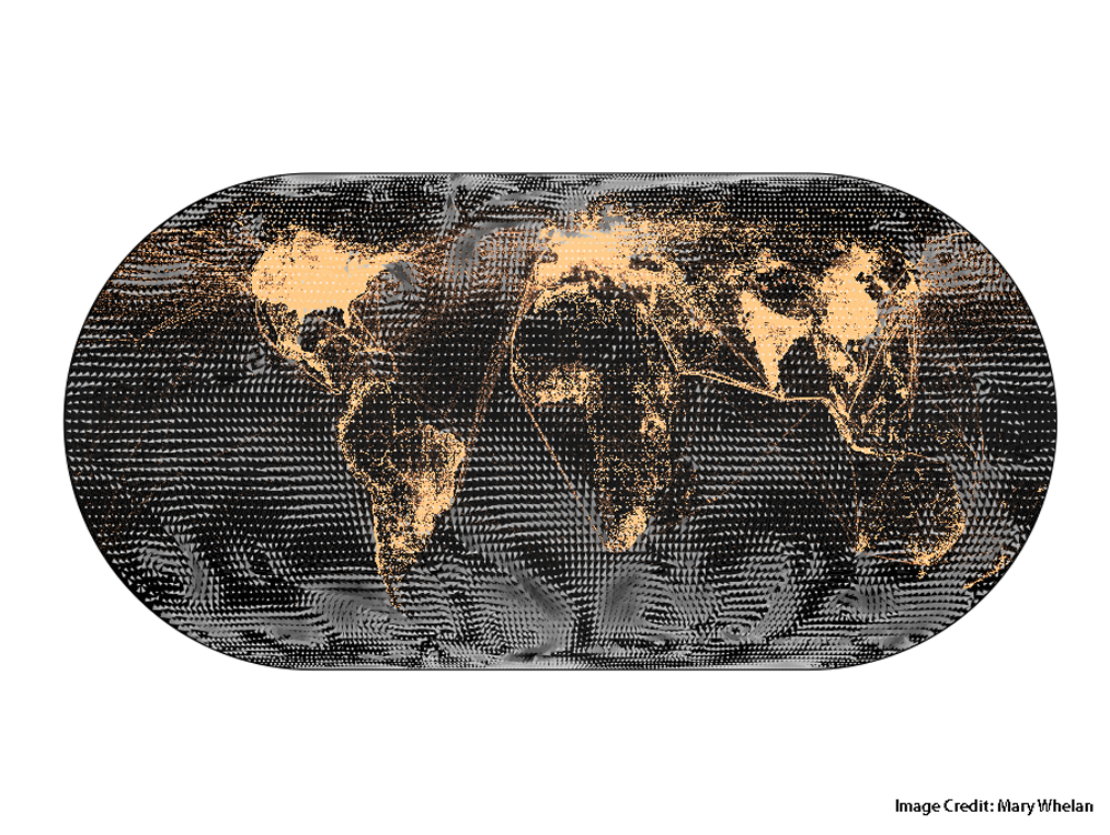map of the world showing flow of winds