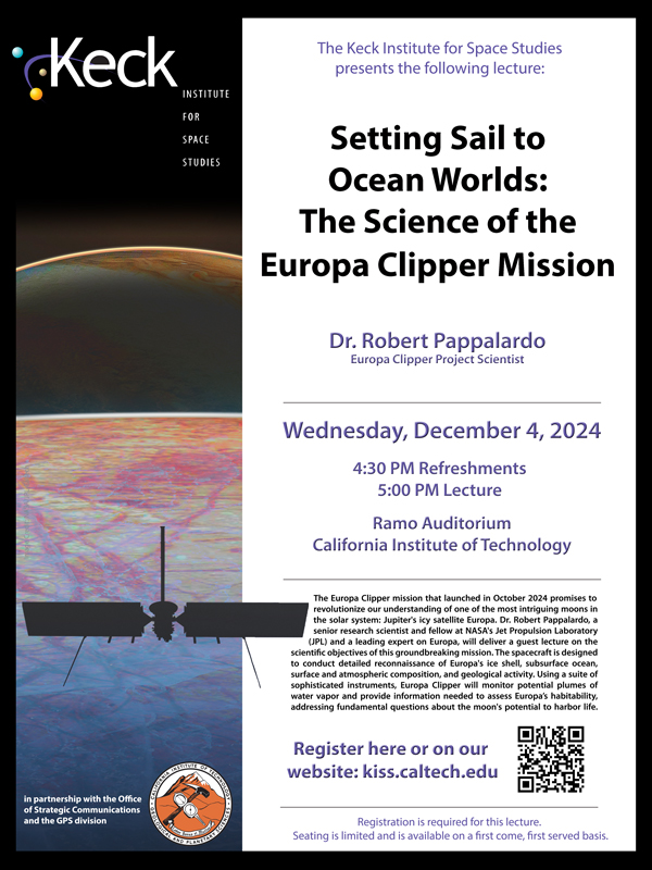 Flyer showing Europa Clipper and details for lecture
